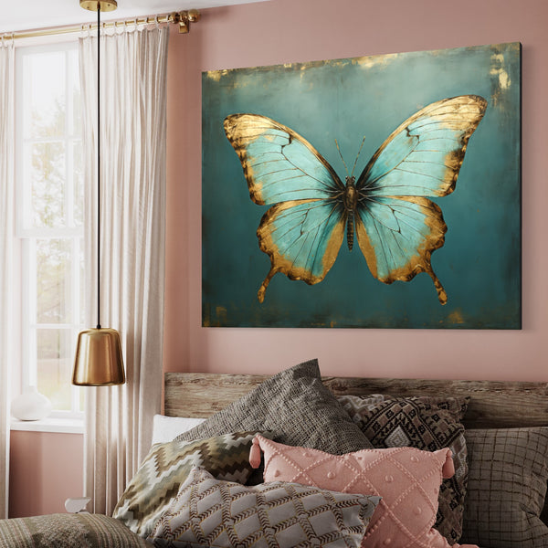Butterfly on teal