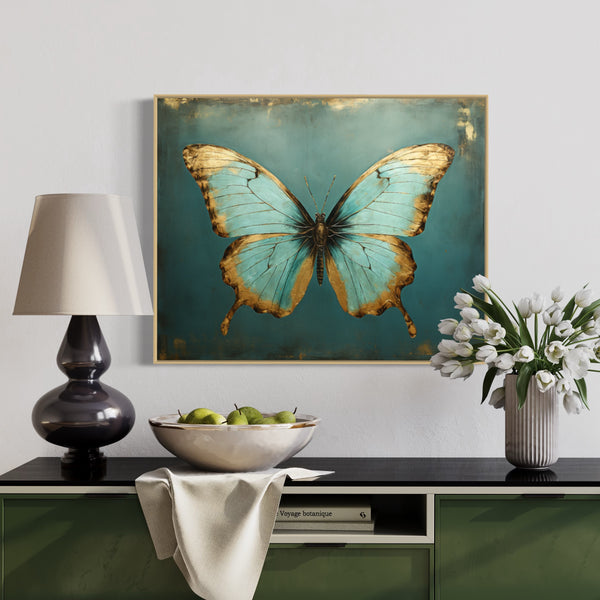 Butterfly on teal