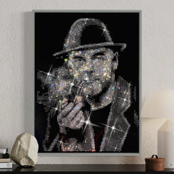 Framed rhinestone portrait, custom-made for luxury home decor