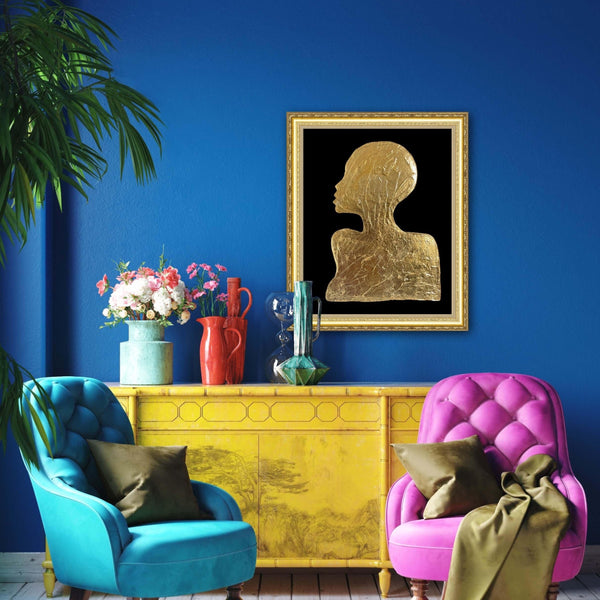 Black queen art Gold Leaf Commission Painting - Azaroffs