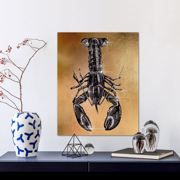 Lobster Crystal Art, Gold leaf painting