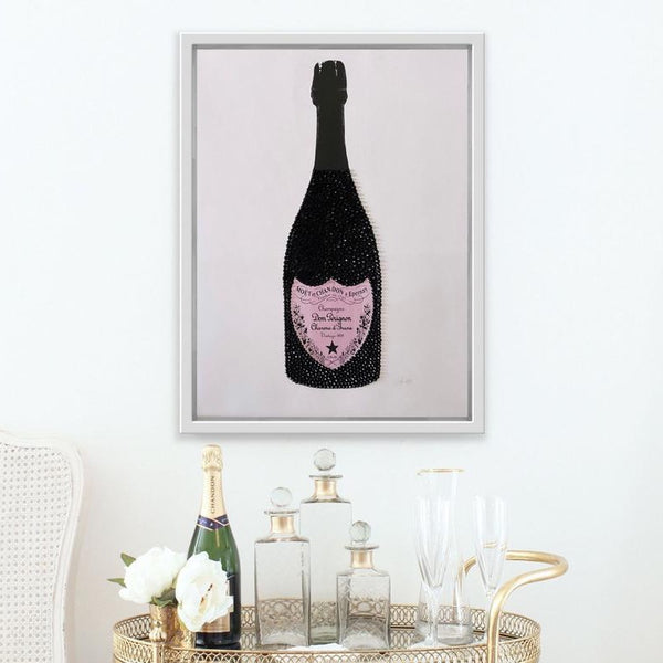 Sparky Shine Crystals Portrait of Champagne Bottle | 3D Shine Sparky Bling Champagne Bottle Portrait | Pure Handmade Wall Art - Azaroffs