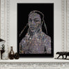 Custom rhinestone portrait of a woman, handcrafted with Swarovski crystals