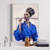 Lady in Blue Bath robe