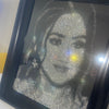 ustom rhinestone portrait of a woman, handcrafted with lux crystals