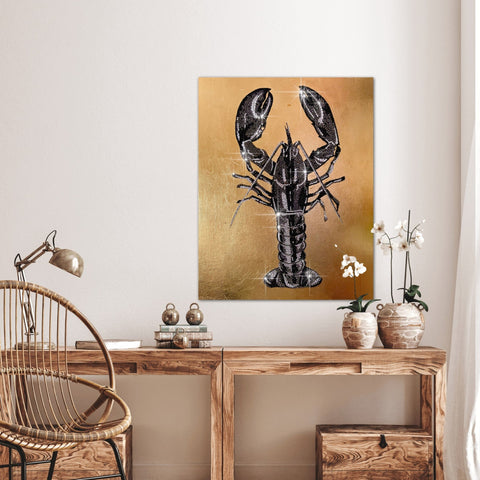 Lobster Crystal Art, Gold leaf painting