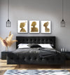 Above bed decor Set of 3 prints, Gold leaf art, Bed room set - Azaroffs