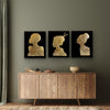 Above bed decor Set of 3 prints, Gold leaf art, Bed room set - Azaroffs