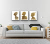 Above bed decor Set of 3 prints, Gold leaf art, Bed room set - Azaroffs