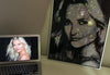 Custom rhinestone portrait of a woman, handcrafted with Swarovski crystals