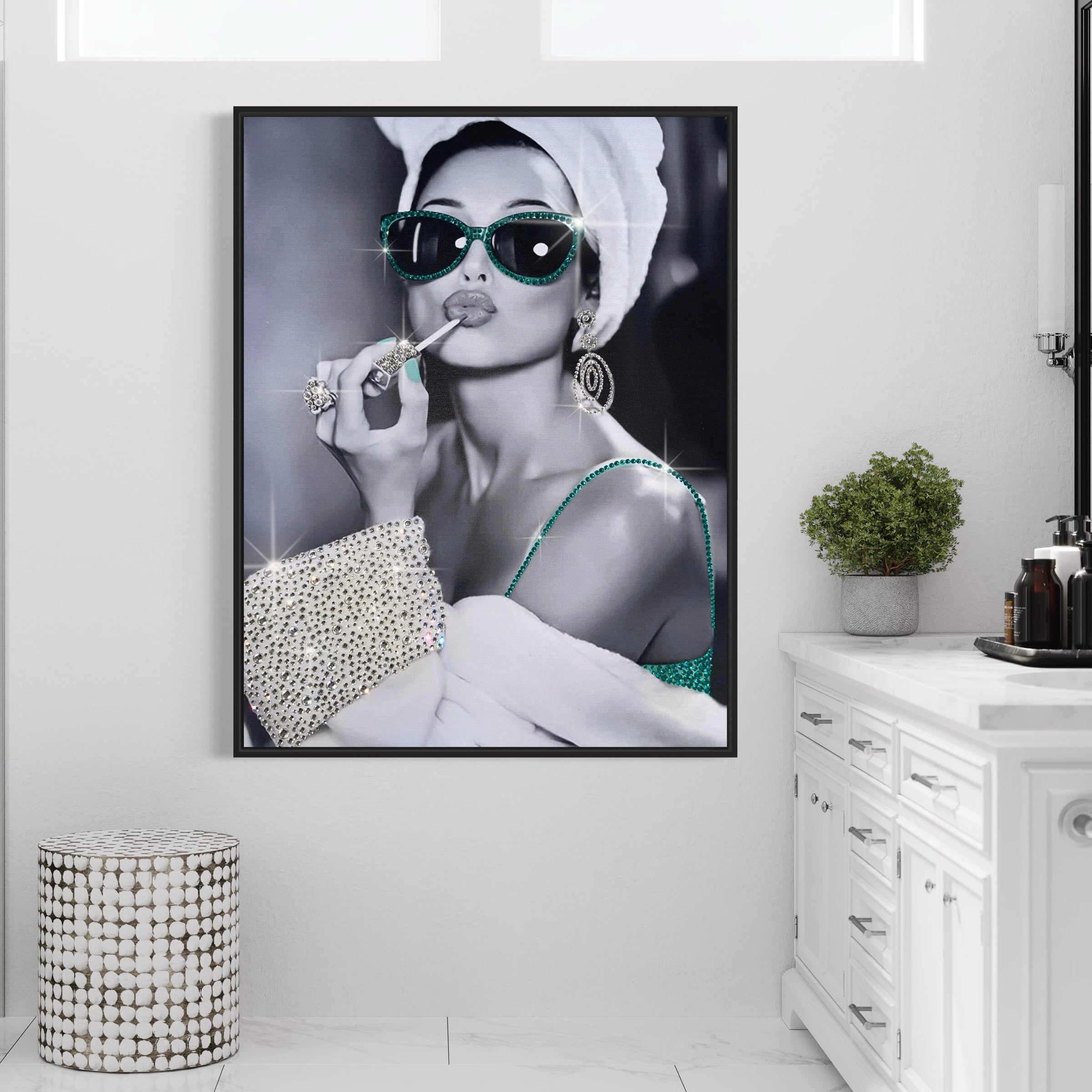 3D Crystal Shiny Portrait Of Glam Audrey With Shine Sparky Swarovski ...