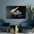 Piano Wall Decor Music Crystal print 3d White wall art Bling keyboard Canvas Photography for living room - Azaroffs