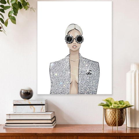 Diamond Look Shiny Crystals Portrait of Girl for Amazing Wall Art | Best Wall Art Of Original Swarovski Crystals Shine Portrait - Azaroffs